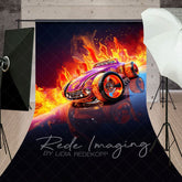 Aperturee - Aperturee Red Fiery Hot Wheels Sports Sweep Photo Backdrop